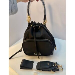 ALDO Jadzia Textile Medium Bucket Bag Black Chic Drawstring Casual Minimalist